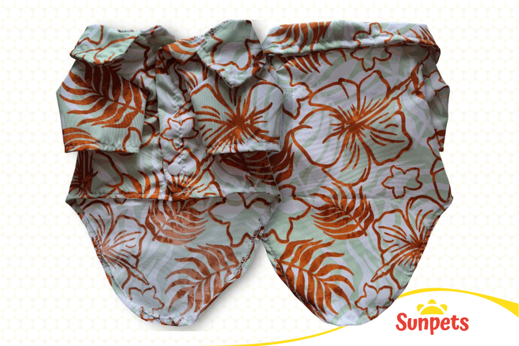 Camisa Palmeras Verde-Naranja